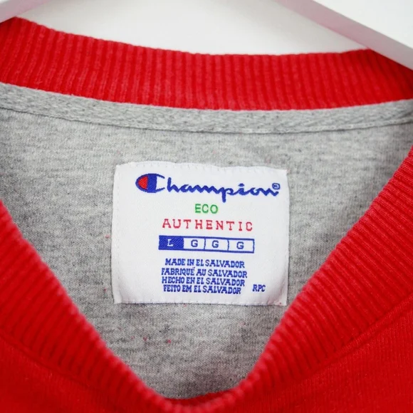 Champion Eco Red Sweatshirt with Embroidered Logo (Large) - Picture 3 of 4